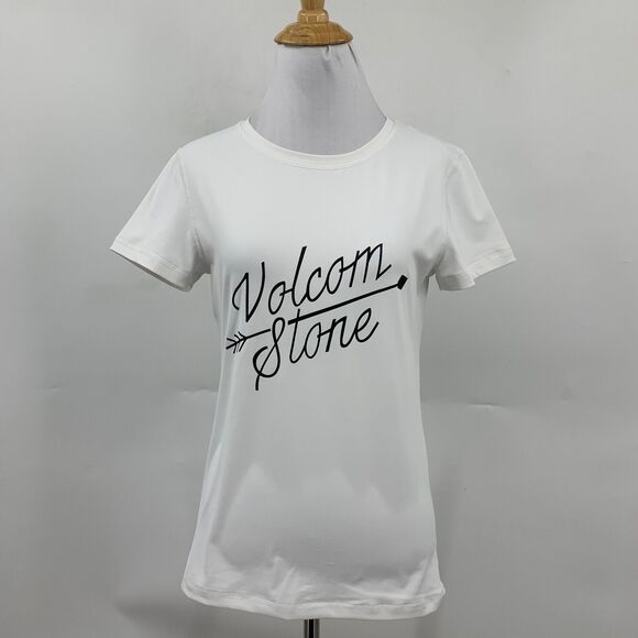 Volcom T Shirt Womens S Small White Simply Solid Short Sleeve Stone Crew Tee - Picture 2 of 9